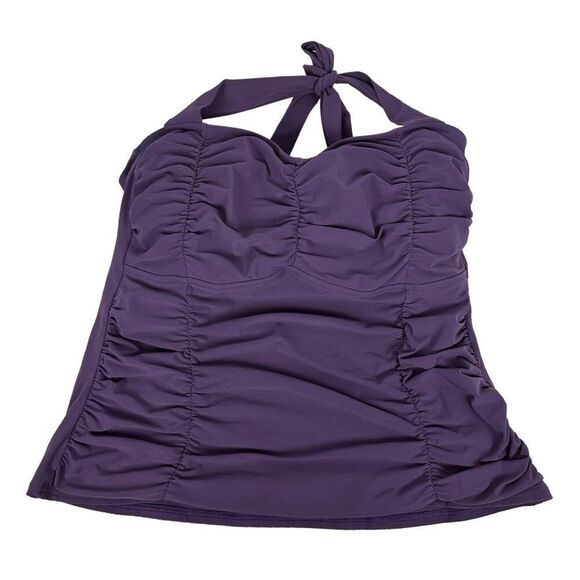 Lands End Halter Slimming Tankini Top & Bottom size 18W Eggplant - Picture 2 of 12